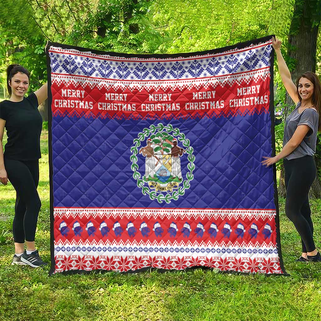 Belize Christmas Quilt Coat Of Arms Merry Xmas - Wonder Print Shop