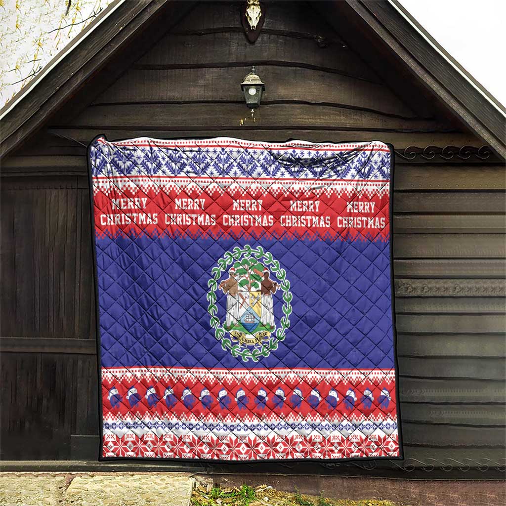 Belize Christmas Quilt Coat Of Arms Merry Xmas - Wonder Print Shop