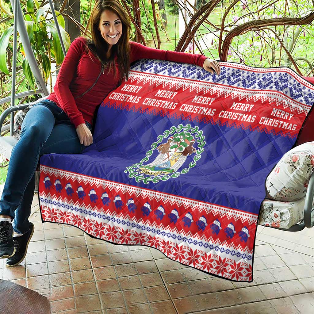 Belize Christmas Quilt Coat Of Arms Merry Xmas - Wonder Print Shop