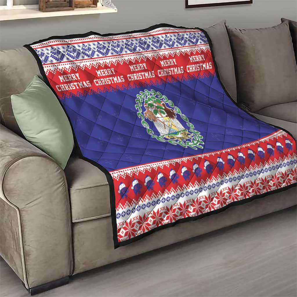 Belize Christmas Quilt Coat Of Arms Merry Xmas - Wonder Print Shop