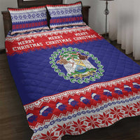 Belize Christmas Quilt Bed Set Coat Of Arms Merry Xmas - Wonder Print Shop