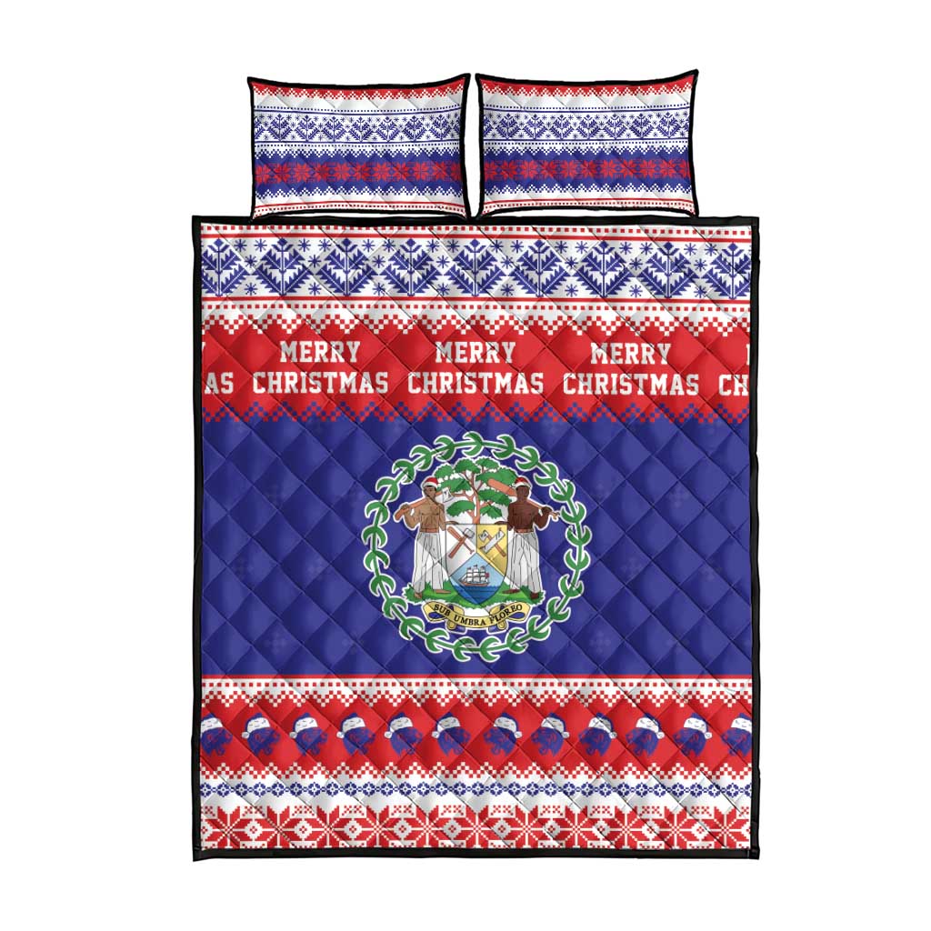 Belize Christmas Quilt Bed Set Coat Of Arms Merry Xmas - Wonder Print Shop