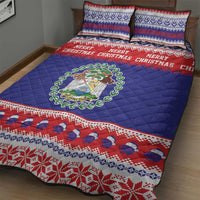 Belize Christmas Quilt Bed Set Coat Of Arms Merry Xmas - Wonder Print Shop