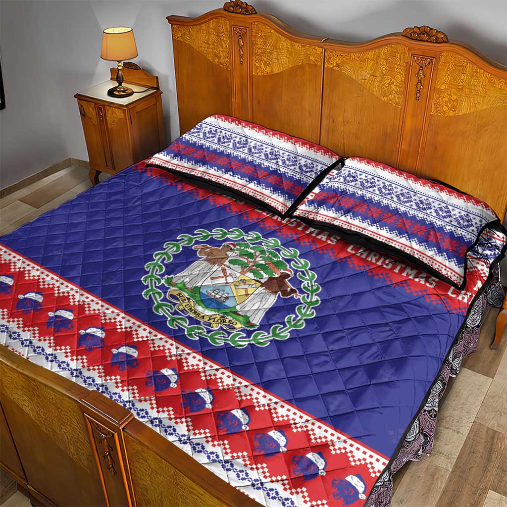Belize Christmas Quilt Bed Set Coat Of Arms Merry Xmas - Wonder Print Shop