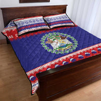 Belize Christmas Quilt Bed Set Coat Of Arms Merry Xmas - Wonder Print Shop