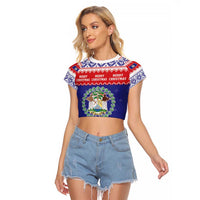 Belize Christmas Raglan Cropped T Shirt Coat Of Arms Merry Xmas - Wonder Print Shop