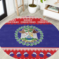 Belize Christmas Round Carpet Coat Of Arms Merry Xmas - Wonder Print Shop