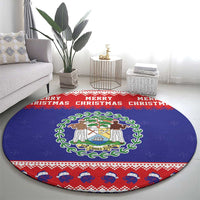 Belize Christmas Round Carpet Coat Of Arms Merry Xmas - Wonder Print Shop