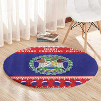 Belize Christmas Round Carpet Coat Of Arms Merry Xmas - Wonder Print Shop
