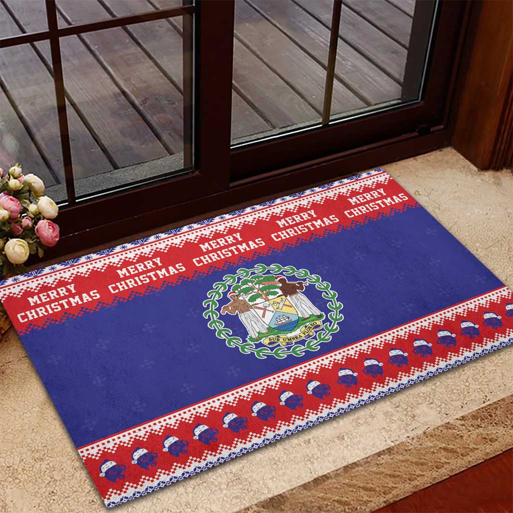 Belize Christmas Rubber Doormat Coat Of Arms Merry Xmas - Wonder Print Shop