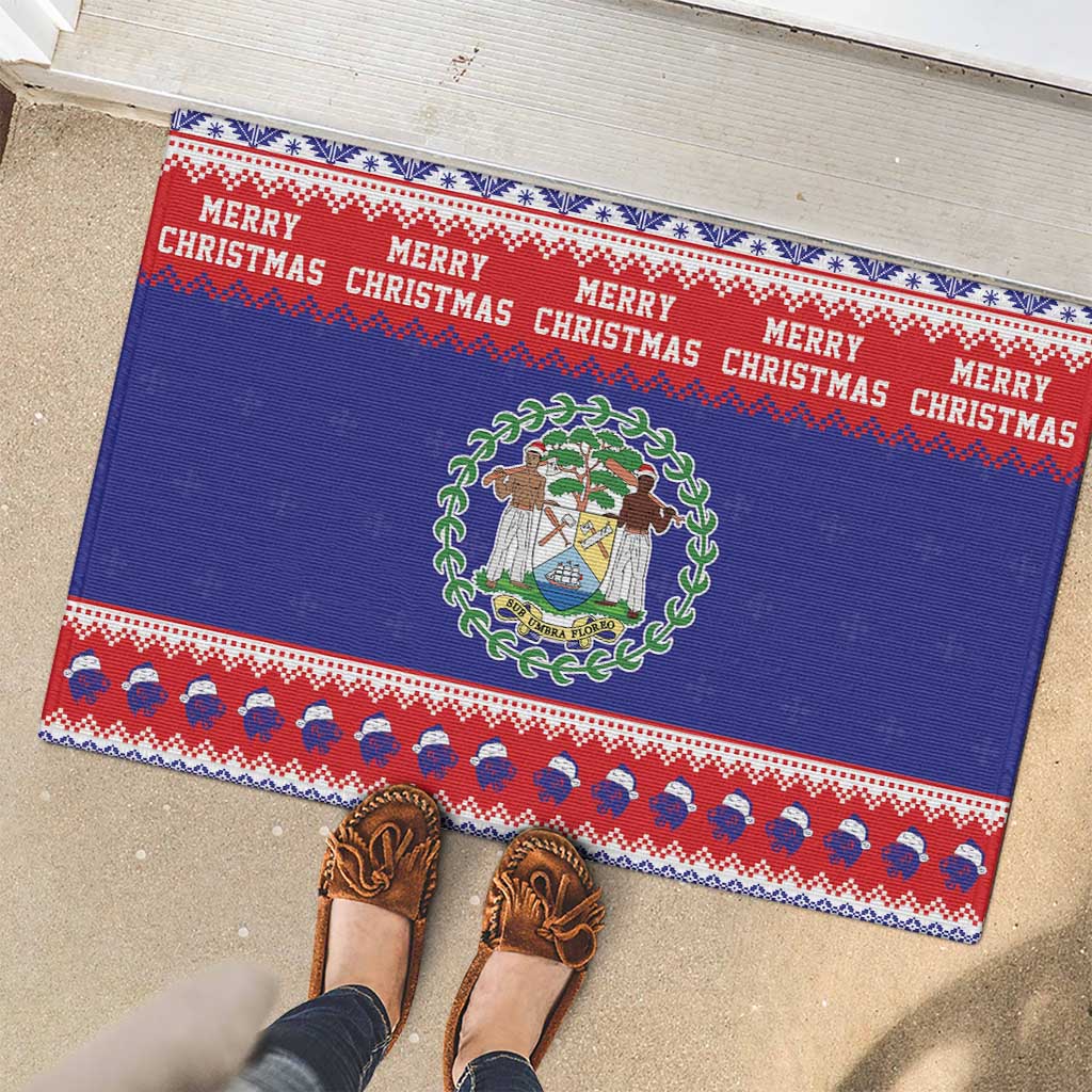 Belize Christmas Rubber Doormat Coat Of Arms Merry Xmas - Wonder Print Shop