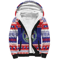 Belize Christmas Sherpa Hoodie Coat Of Arms Merry Xmas - Wonder Print Shop