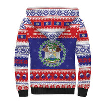 Belize Christmas Sherpa Hoodie Coat Of Arms Merry Xmas - Wonder Print Shop
