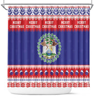 Belize Christmas Shower Curtain Coat Of Arms Merry Xmas - Wonder Print Shop