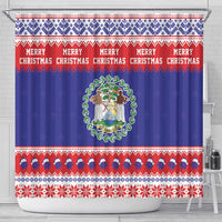 Belize Christmas Shower Curtain Coat Of Arms Merry Xmas - Wonder Print Shop