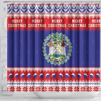 Belize Christmas Shower Curtain Coat Of Arms Merry Xmas - Wonder Print Shop