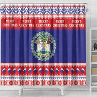 Belize Christmas Shower Curtain Coat Of Arms Merry Xmas - Wonder Print Shop