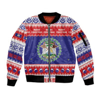 Belize Christmas Sleeve Zip Bomber Jacket Coat Of Arms Merry Xmas - Wonder Print Shop