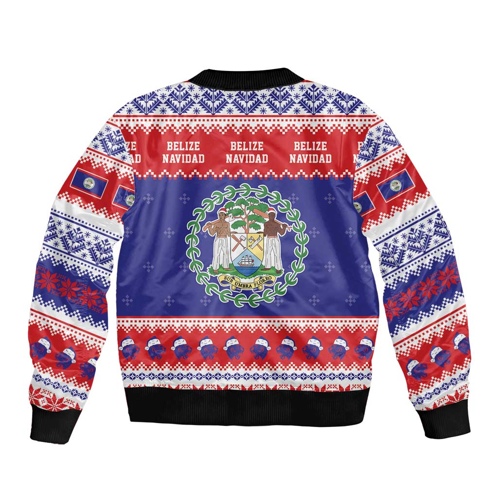 Belize Christmas Sleeve Zip Bomber Jacket Coat Of Arms Merry Xmas - Wonder Print Shop