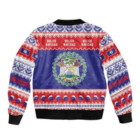 Belize Christmas Sleeve Zip Bomber Jacket Coat Of Arms Merry Xmas - Wonder Print Shop
