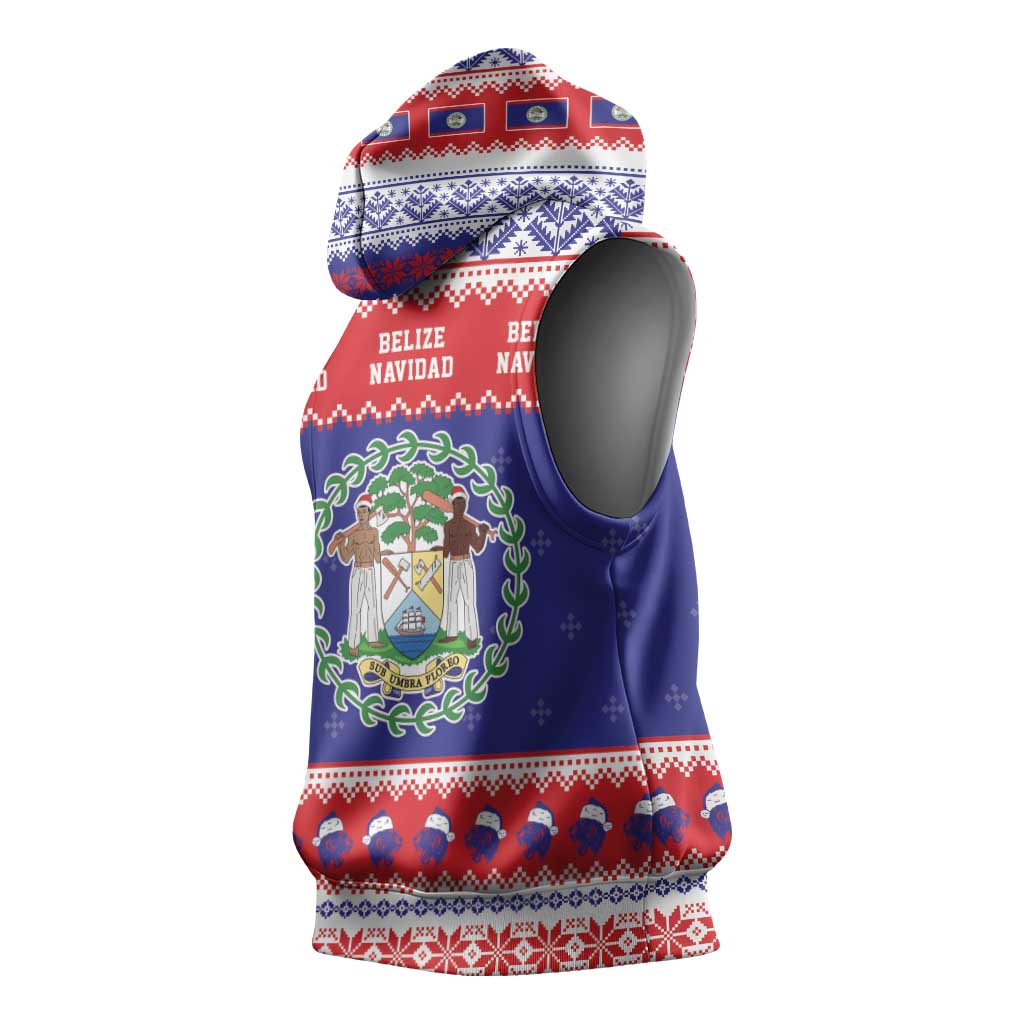 Belize Christmas Sleeveless Hoodie Coat Of Arms Merry Xmas - Wonder Print Shop