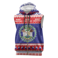 Belize Christmas Sleeveless Zip Hoodie Coat Of Arms Merry Xmas - Wonder Print Shop