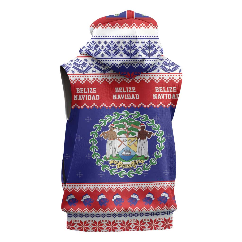 Belize Christmas Sleeveless Zip Hoodie Coat Of Arms Merry Xmas - Wonder Print Shop