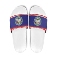 Belize Christmas Slide Sandals Coat Of Arms Merry Xmas - Wonder Print Shop