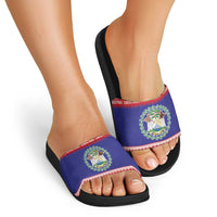 Belize Christmas Slide Sandals Coat Of Arms Merry Xmas - Wonder Print Shop