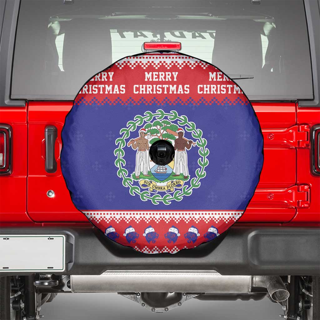 Belize Christmas Spare Tire Cover Coat Of Arms Merry Xmas - Wonder Print Shop