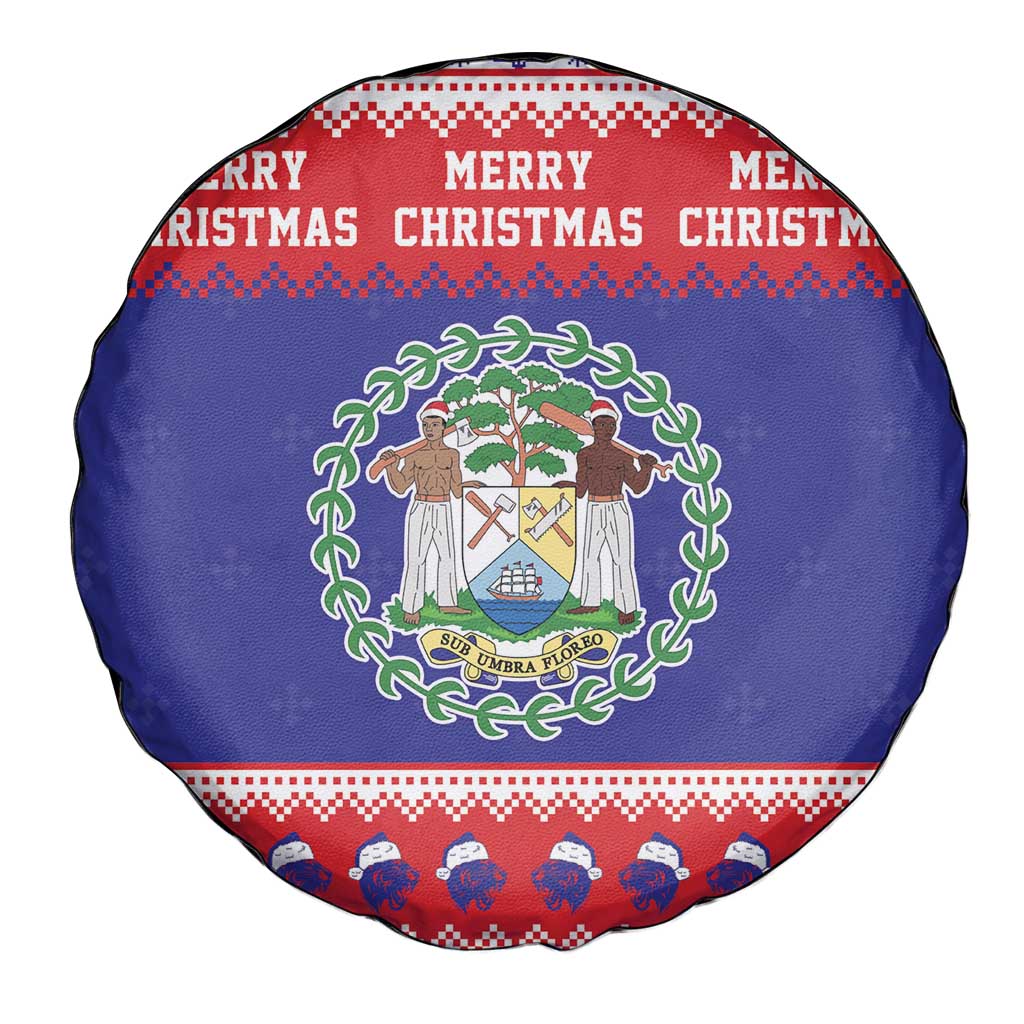 Belize Christmas Spare Tire Cover Coat Of Arms Merry Xmas - Wonder Print Shop