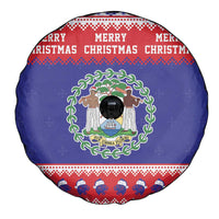 Belize Christmas Spare Tire Cover Coat Of Arms Merry Xmas - Wonder Print Shop