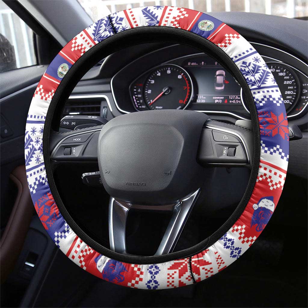 Belize Christmas Steering Wheel Cover Coat Of Arms Merry Xmas - Wonder Print Shop