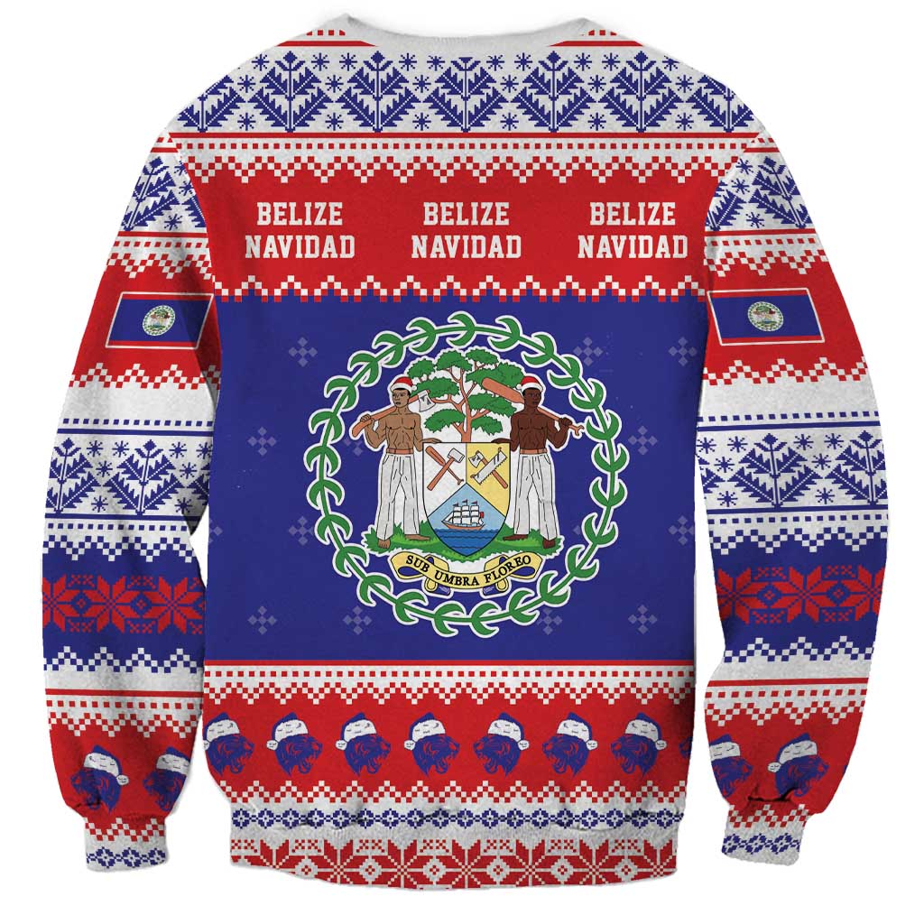 Belize Christmas Sweatshirt Coat Of Arms Merry Xmas - Wonder Print Shop