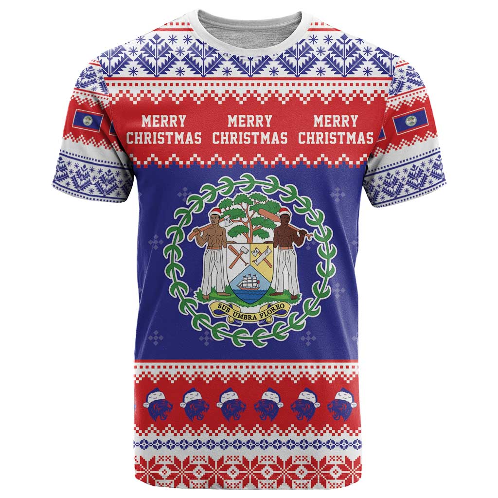 Belize Christmas T Shirt Coat Of Arms Merry Xmas - Wonder Print Shop