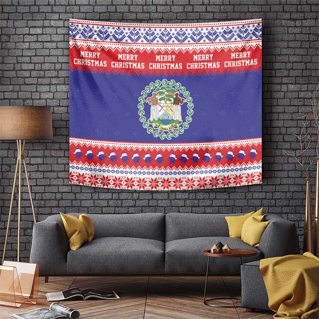 Belize Christmas Tapestry Coat Of Arms Merry Xmas - Wonder Print Shop