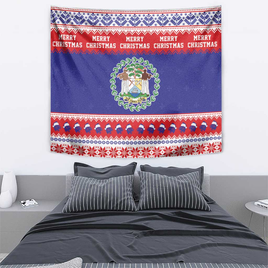 Belize Christmas Tapestry Coat Of Arms Merry Xmas - Wonder Print Shop