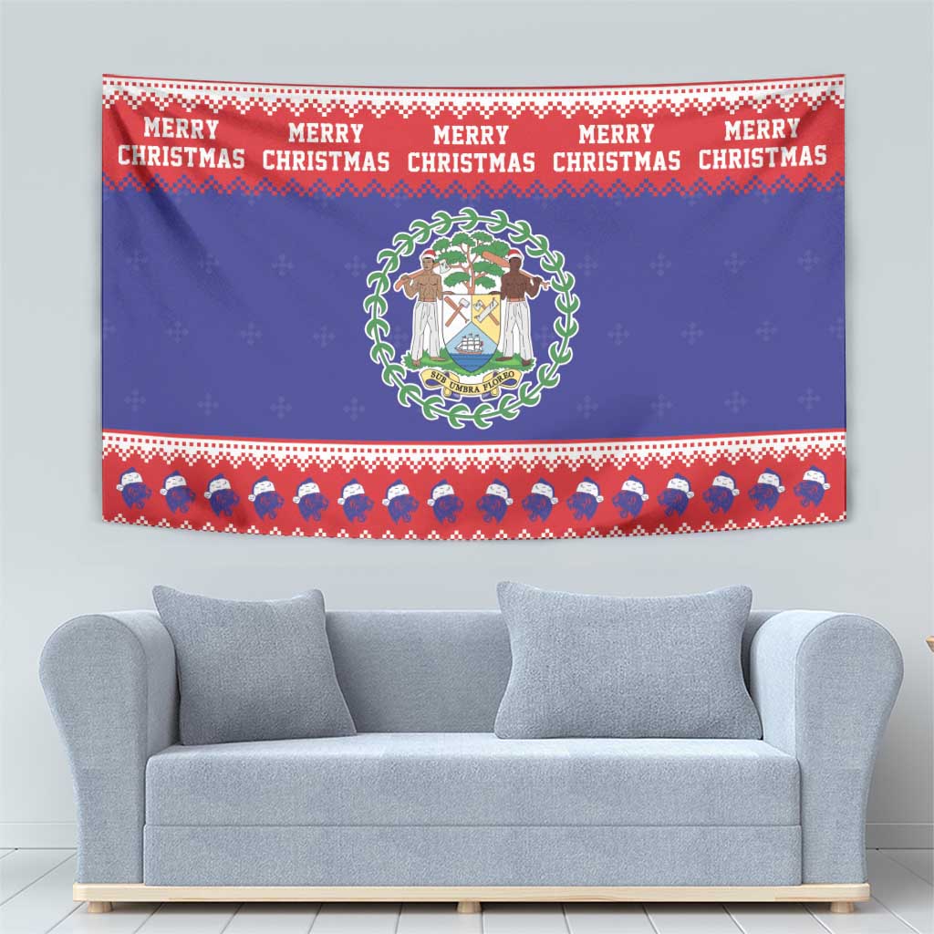 Belize Christmas Tapestry Coat Of Arms Merry Xmas - Wonder Print Shop