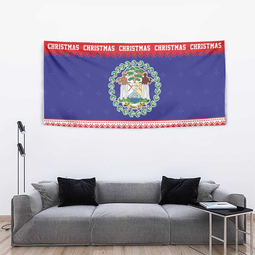 Belize Christmas Tapestry Coat Of Arms Merry Xmas - Wonder Print Shop