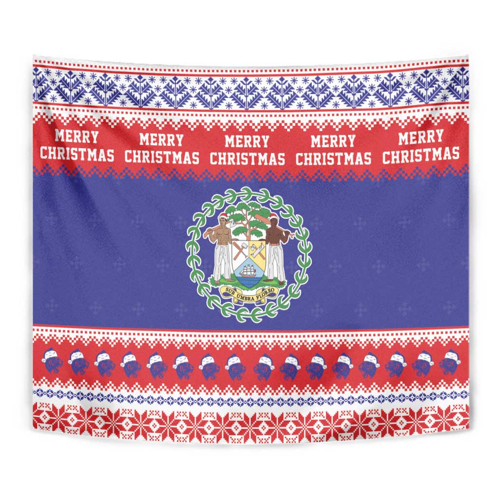 Belize Christmas Tapestry Coat Of Arms Merry Xmas - Wonder Print Shop