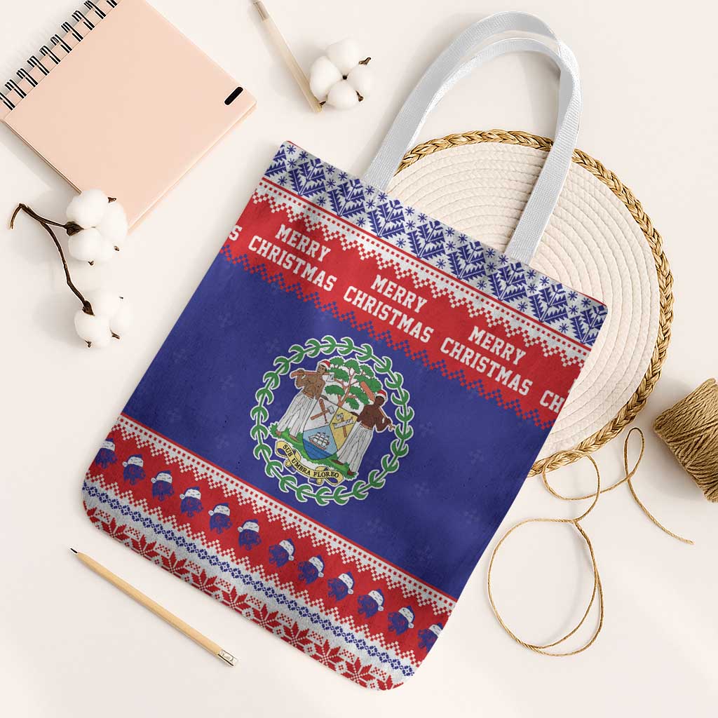 Belize Christmas Tote Bag Coat Of Arms Merry Xmas - Wonder Print Shop