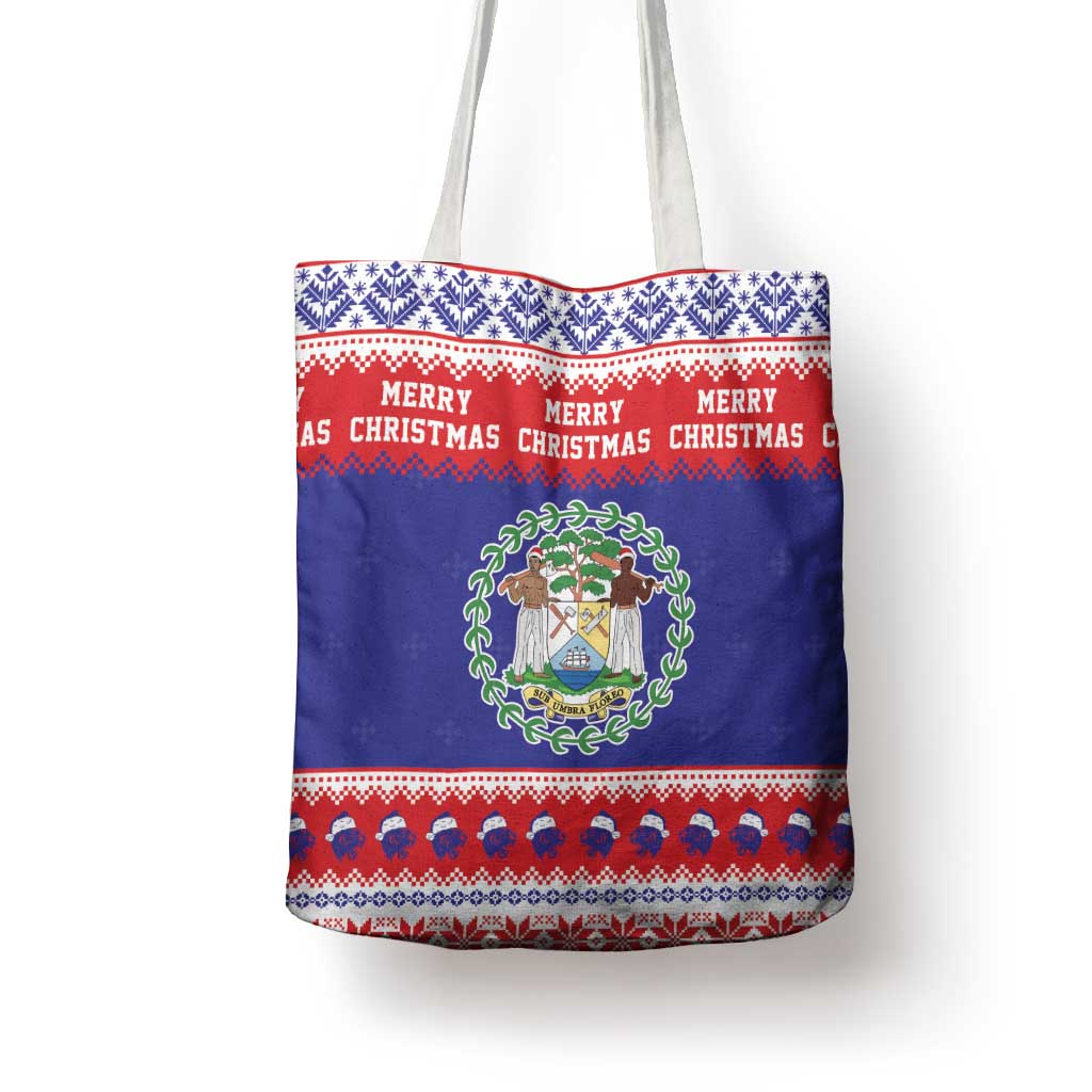 Belize Christmas Tote Bag Coat Of Arms Merry Xmas - Wonder Print Shop