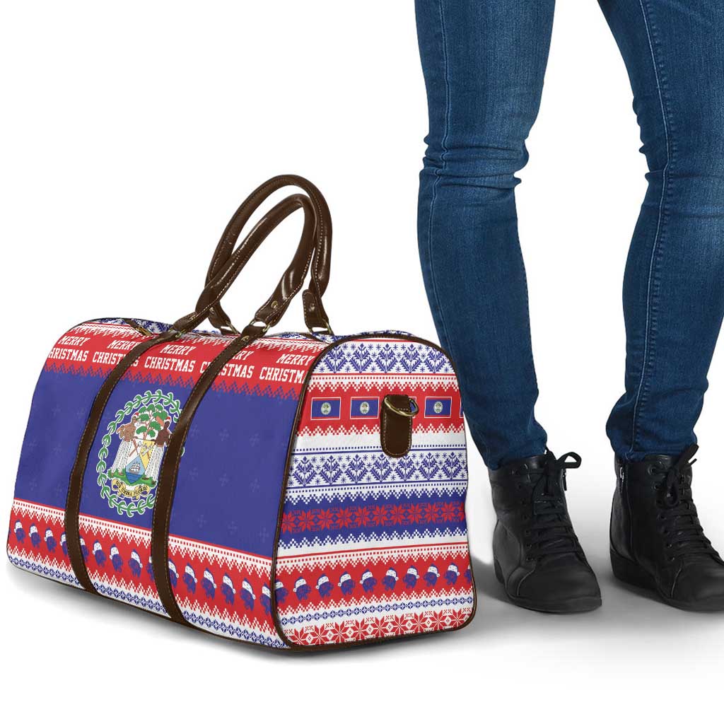 Belize Christmas Travel Bag Coat Of Arms Merry Xmas - Wonder Print Shop