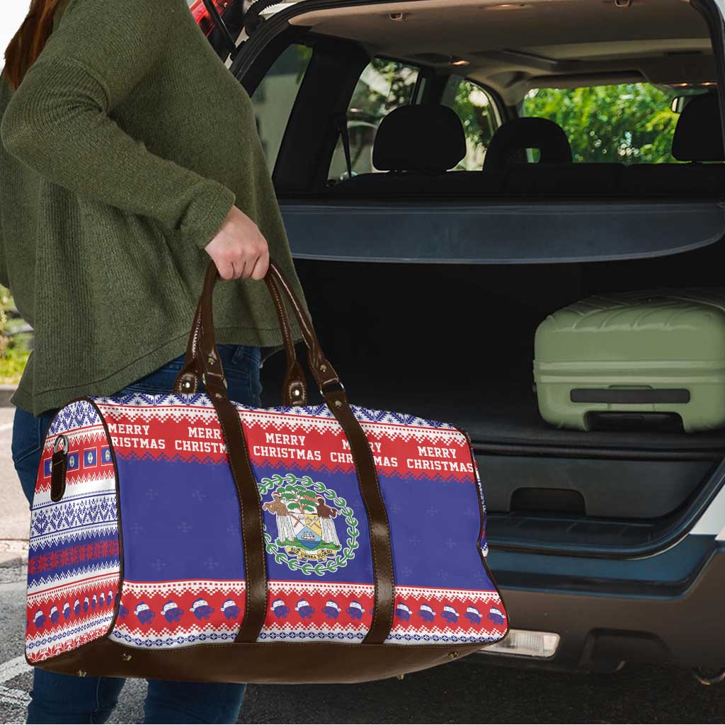 Belize Christmas Travel Bag Coat Of Arms Merry Xmas - Wonder Print Shop