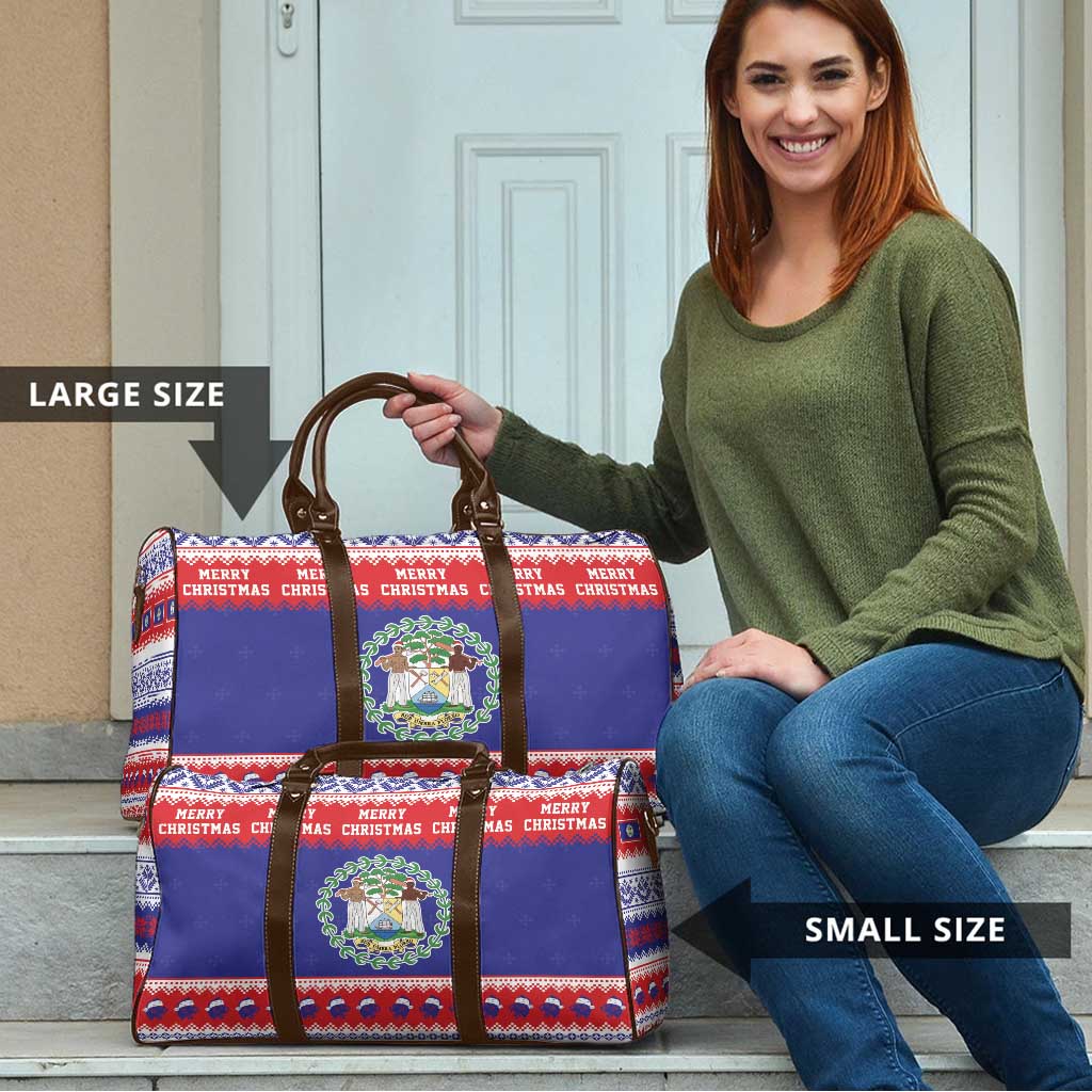 Belize Christmas Travel Bag Coat Of Arms Merry Xmas - Wonder Print Shop