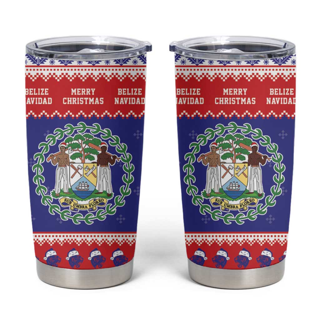 Belize Christmas Tumbler Cup Coat Of Arms Merry Xmas - Wonder Print Shop