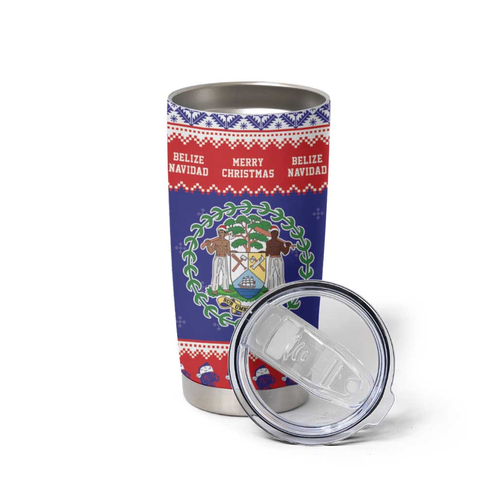 Belize Christmas Tumbler Cup Coat Of Arms Merry Xmas - Wonder Print Shop