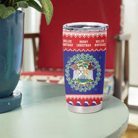 Belize Christmas Tumbler Cup Coat Of Arms Merry Xmas - Wonder Print Shop