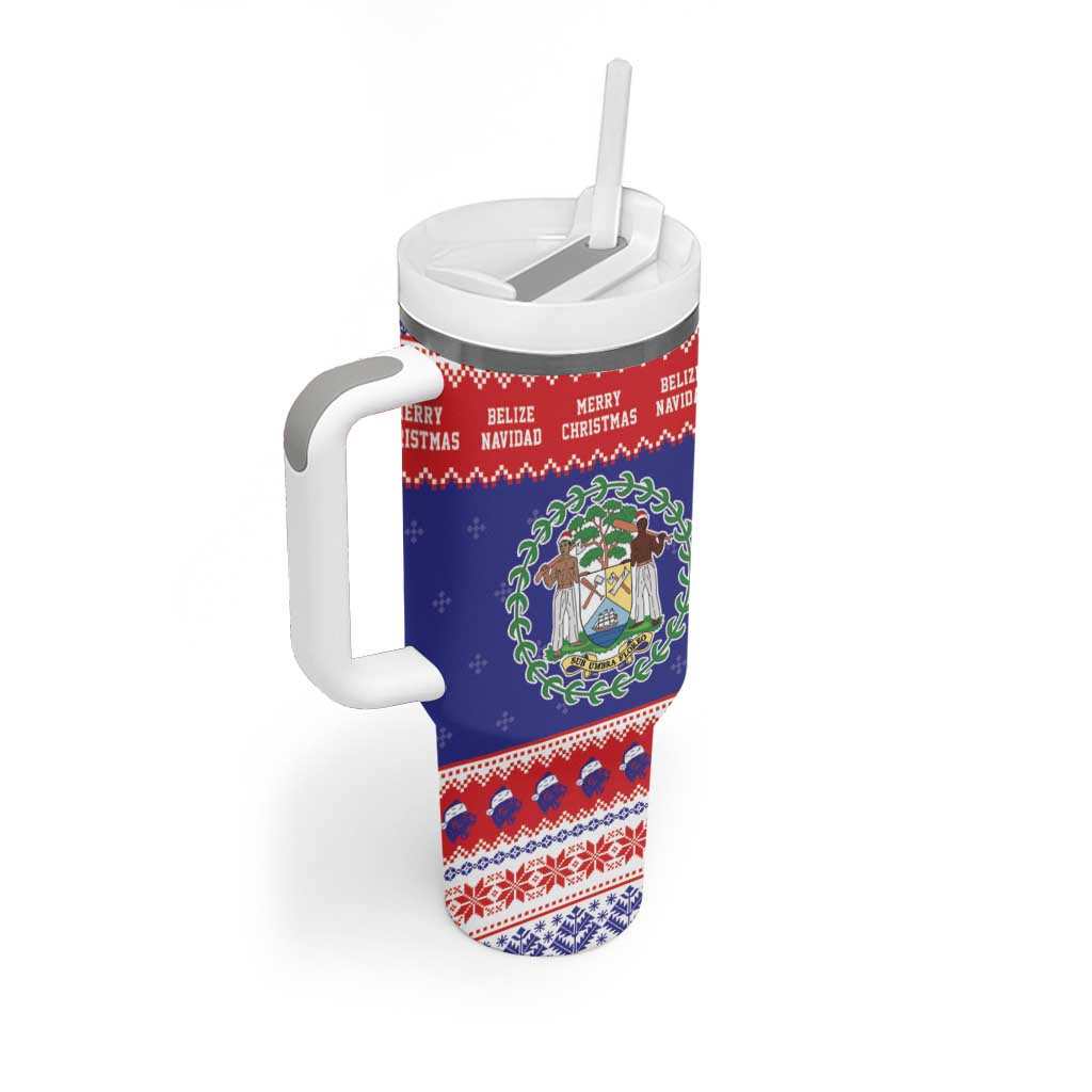 Belize Christmas Tumbler With Handle Coat Of Arms Merry Xmas - Wonder Print Shop