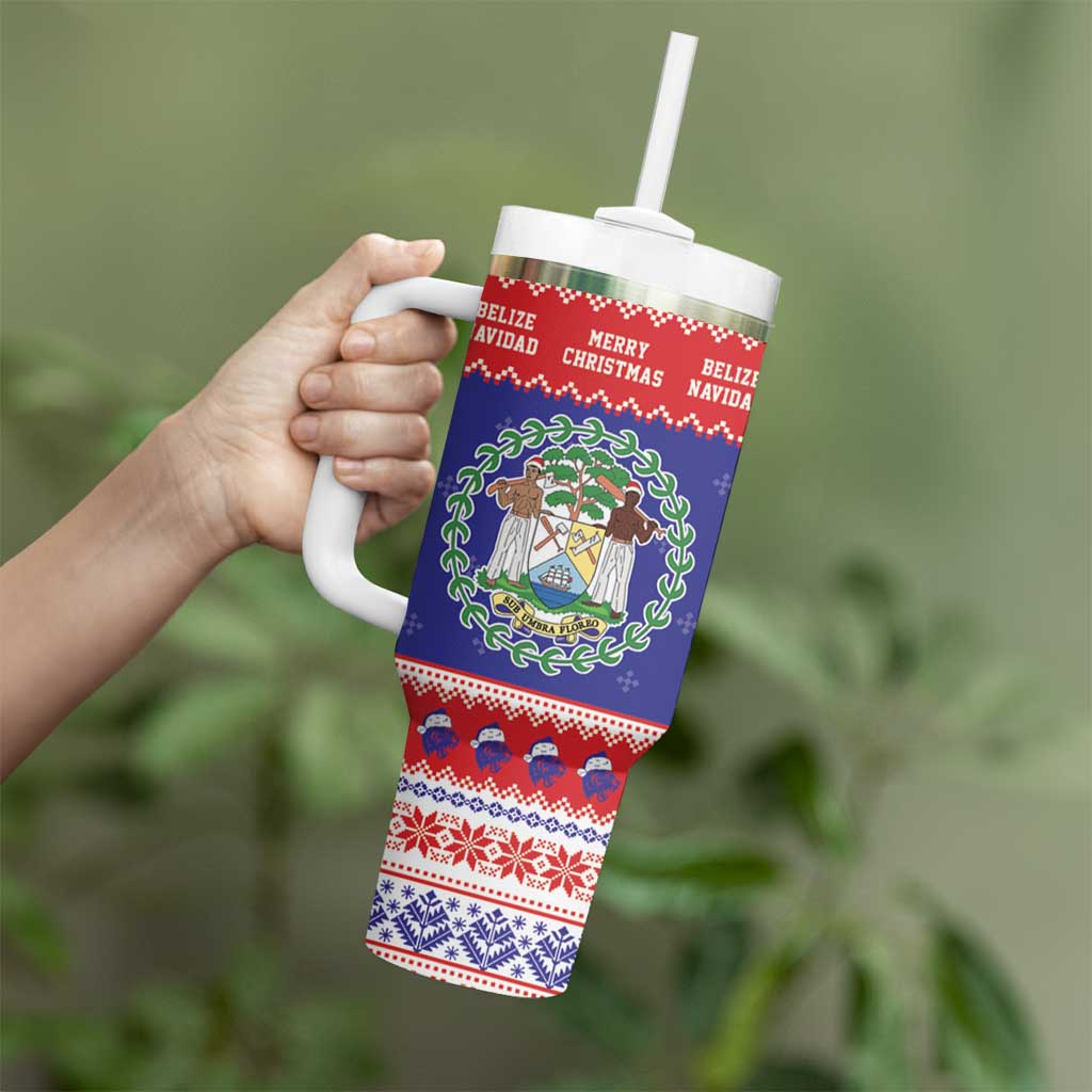 Belize Christmas Tumbler With Handle Coat Of Arms Merry Xmas - Wonder Print Shop